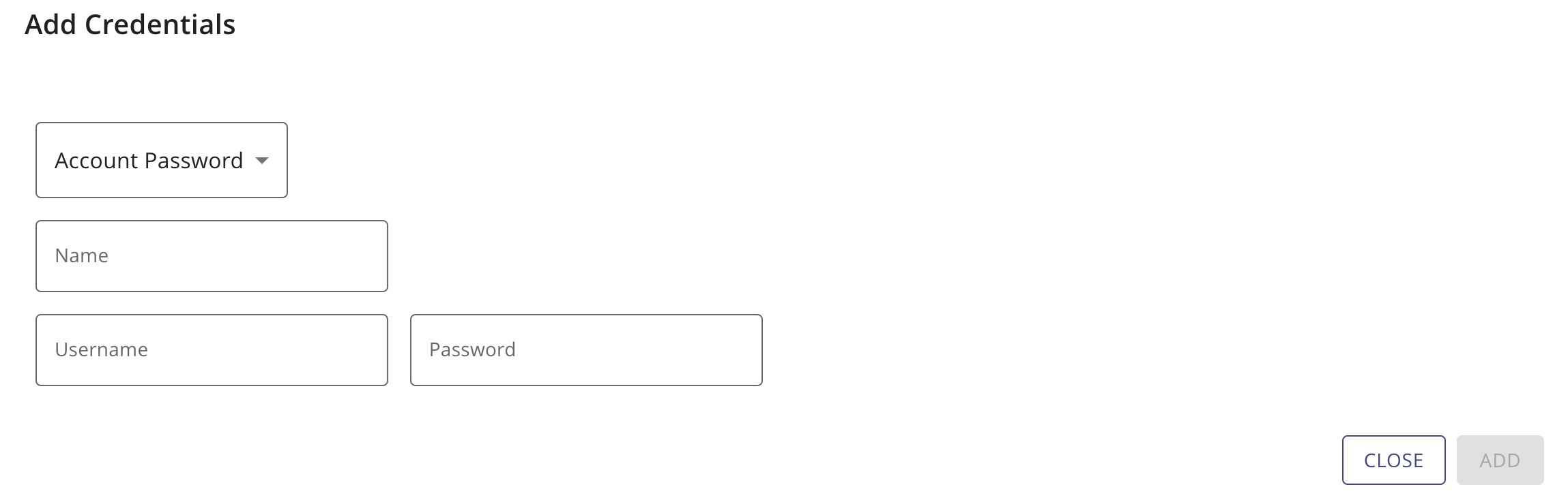 Add Credential modal