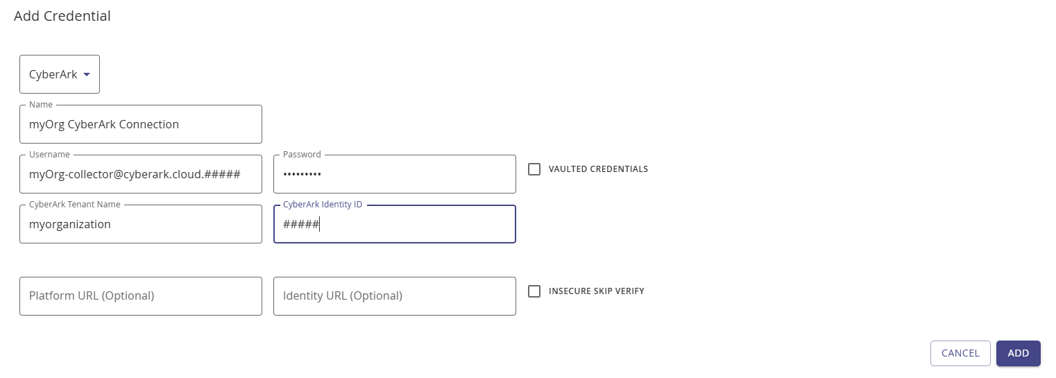 Add CyberArk Credential example
